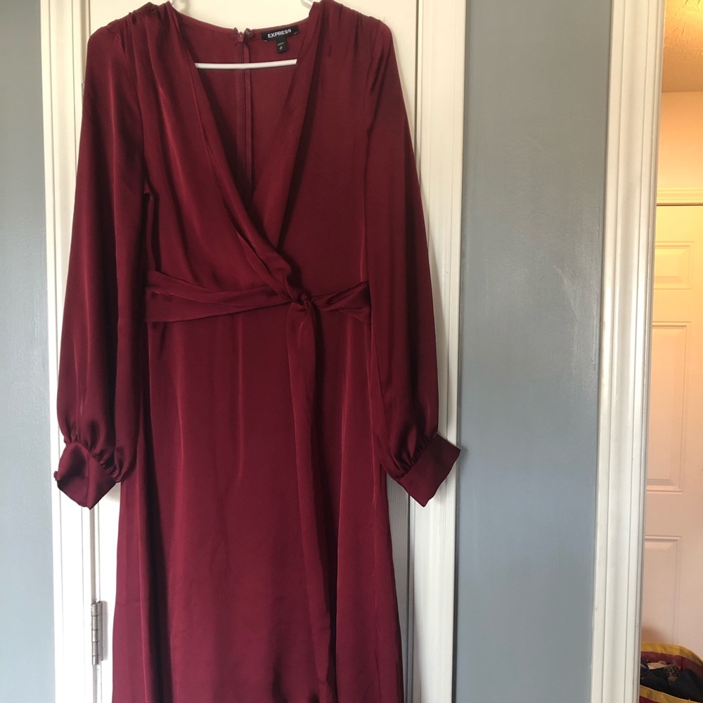 Express Maroon Satin Dress